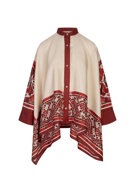 Foulard Shirt - Cobra Placée Red in Silk Twill LA DOUBLE J | SHI0059-SIL006COB01RE01